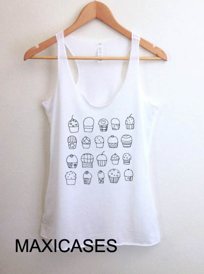 Outline cupcake tank top men and women Adult