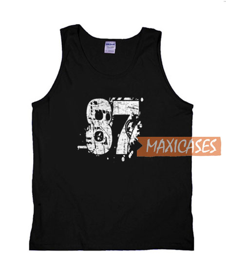 87 Distressed Grungy Numbered Tank Top